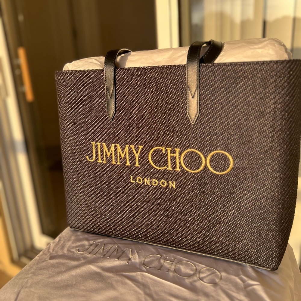 🆕 AUTHENTIC Jimmy Choo black woven logo tote.